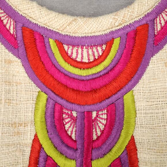 Trina Turk Dress Womens 6 Beige Silk Tweed Embroidered Neckline Racerback Lined - Picture 4 of 16